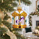 Golden Carousel Glass Christmas Ornament