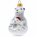 Mother Bear with Cub Glass Christmas Ornament