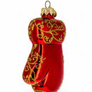 Glossy Red Mitten Glass Christmas Ornament