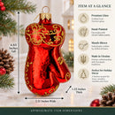 Glossy Red Mitten Glass Christmas Ornament