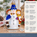 Kids Making Snowman Glass Christmas Ornament
