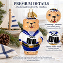 Sailor Bear with Binoculars Glass Christmas Ornament