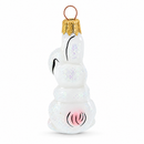 Whimsical White Rabbit with Pink Ears Glass Christmas Ornament
