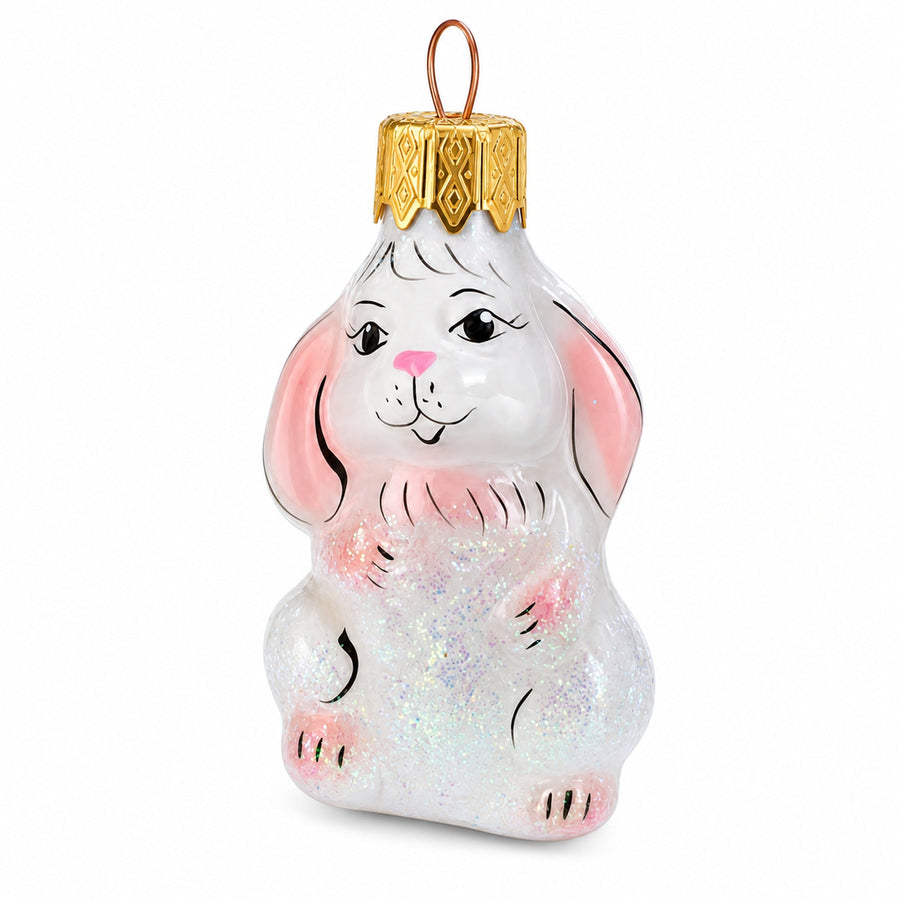 Sweet Lop Ear Bunny Glass Christmas Ornament