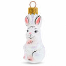 Tall Ear White Bunny Glass Christmas Ornament