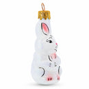 Tall Ear White Bunny Glass Christmas Ornament