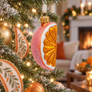 Orange Citrus Slice Glass Christmas Ornament