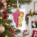 Swiss Cheese Wedge with Hole Details Glass Christmas Ornament