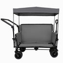Folding Wagon Cart with Bench Seat & Canopy, 500lbs Capacity