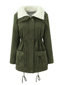 Womens Casual Hooded Long-sleeve Mid-length Cotton Coat