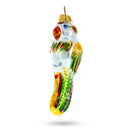 Rainbow-Tailed Parrot Glass Christmas Ornament