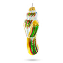 Rainbow-Tailed Parrot Glass Christmas Ornament