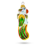 Rainbow-Tailed Parrot Glass Christmas Ornament