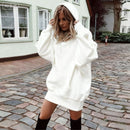Women's Solid Color Pullover Hooded Loose Fleece Sweater