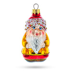 Elf with Red Cap and Gold Jacket Glass Christmas Ornament