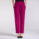 Plus Size Ice Silk Cropped Pants