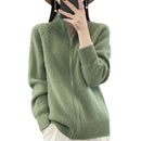 Solid Color Striped Turtleneck Zipper Sweater Sweater