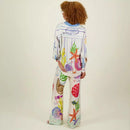 Satin Printed Graffiti Casual Shirt and Trousers Set