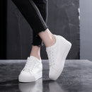 Soft Leather White Thick Bottom Height Increasing Insole Canvas Shoes