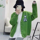 Western Style Idle Style Bear Pattern Sweater For Outer Wear