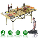 Folding Camping Table Portable Lightweight Carbon Steel Roll-up Picnic BBQ Desk with Carry Bag Heavy Duty for Outdoor Beach Backyard Party Patio Campi