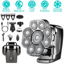 6 In 1 9D Electric Head Shaver for Men Cordless Rechargeable Wet Dry Razor with LED Display Travel Lock Stall Protection Cleaning Reminder