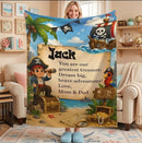 Personalized Pirate Blanket with Name & Message | Treasure Island Adventure | Custom Boys Gift