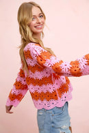 BiBi Flower Crochet Knit Top