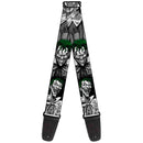 Guitar Strap - Joker Laughing Poses Black White Green