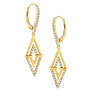 14K Yellow Gold 3/8 Cttw Double Triangle Drop and Dangle Diamond Earrings (G-H Color, SI1-SI2 Clarity)