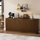 Fluted Sideboard Cabinet with 4-6 Doors and Wood-Grain Top