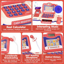 Kids Cash Register Pretend Play Cashier Toy with Scanner Calculator Credit Card Money Grocery Products Educational Toy Gift for Kids Aged 3 4 5 6 Year