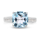 4.62 Carat Genuine Blue Topaz and White Topaz .925 Sterling Silver Ring