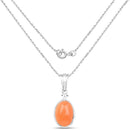 6.00 Carat Genuine Peach Moonstone .925 Sterling Silver Pendant