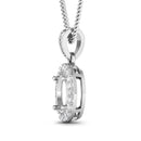 0.18 Carat Genuine White Diamond 14K White Gold Semi Mount Pendant - holds 8x6mm Oval Gemstone