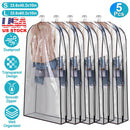 5 Pack 60In Garment Bag for Hanging Clothes Dustproof Waterproof Hanging Clothes Storage Bag Clear Transparent Suits Cover for Sweater Jacket Coat Dre