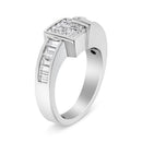 14K White Gold 1 1/2 Cttw Invisible-Set Princess and Channel-Set Baguette Diamond Geometric Bypass Ring Band (G-H Color, SI2-I1 Clarity) - Ring Size 7