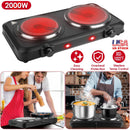 2000W Electric Infrared Dual Burner Portable Heating Hot Plate Stove Countertop RV Hotplate with 7.5Ó & 6.3Ó Glass Cooktop Stepless Temperature Adjust
