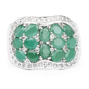 2.20 Carat Genuine Emerald & White Topaz .925 Sterling Silver Ring