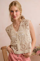 SO ME Summer Crochet Patterned Sleeveless Vest Top