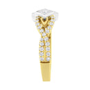 10K Two Tone Color 2/3 Cttw Diamond Kite and Twist Shank Ring (H-I Color,SI2-I1 Clarity)