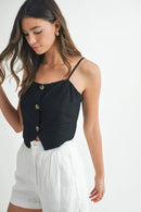 MABLE Linen Mix Button Down Tank Top