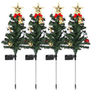 4Packs Solar Christmas Tree Lights Xmas Garden Decorations Tree Stake Lamp 20LEDs Solar Decor Light with Constant and Flashing Mode for Pathway Yard P