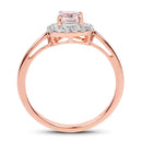 14K Rose Gold Plated 1.05 Carat Genuine Morganite and White Topaz .925 Sterling Silver Ring
