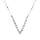 S925 Sterling Silver Temperamental Girl's V-shaped Pendant Necklace