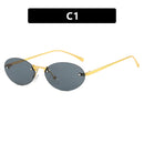 Oval Rimless Sunglasses With Rivets 2024 New Style