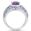 4.21 Carat Genuine Amethyst and Tanzanite .925 Sterling Silver Ring