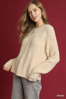 Umgee Pearl-Embellished Long Sleeve Sweater