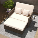 Premium Adjustable Outdoor Patio Daybed Set with Cushions and Storage Ottoman