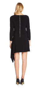 Adrianna Papell Long Sleeve Matte Jersey Dress with Asymmetrical Hemline, SZ 20W
